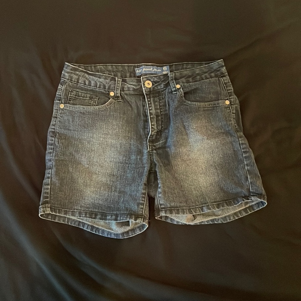 Denim bling jean shorts Sz 6